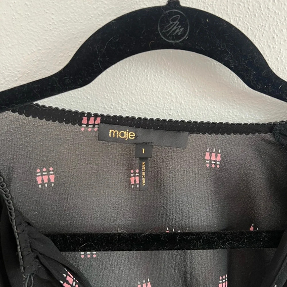 Maje Silky Sheer Black Blouse, size 1 or Small - Picture 3 of 6